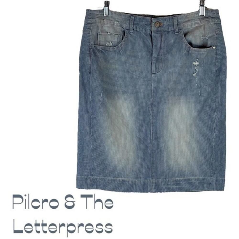Anthropologie Pilcro & The Letterpress Distress Boho Festival Jean Skirt Size M